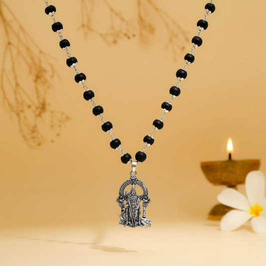 Silver Capped Lord Murugan Pendant| Protection, Health & Success