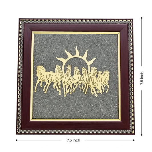 7-Horses Raw Pyrite Frame for Vastu & Prosperity