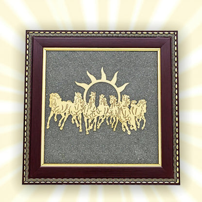 7 Horses Raw Pyrite Frame for Vastu & Prosperity